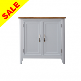 Grey Painted Two Door Cupboard with Oak